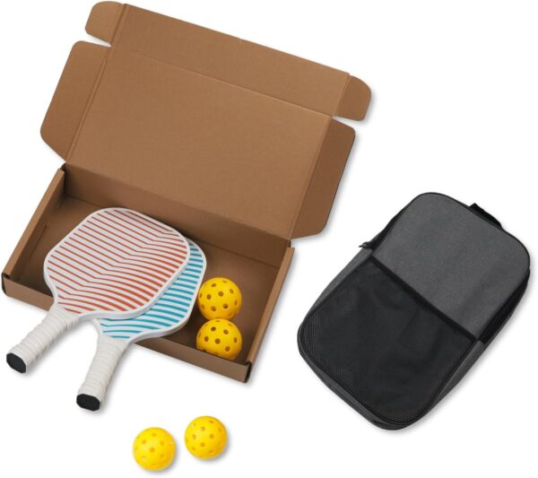 Pickleball Paddles Set, Premium Lightweight Fiberglass Surface Polypropylene Core Pickleball Rackets, Pickleball Set of 2 with 4 Outdoor Balls and Carry Bag for Beginners