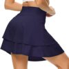 WOWENY Women's Athletic Pleated Tennis Skirt Ladies Active Layered Skort with Pocket Running Golf Skirt with Ruffle
