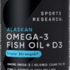 Sports Research Triple Strength 1040mg Omega-3 from Wild Alaska Pollock with Vitamin D3 2500iu | 2-in-1 Vitamin D & Omega DHA Fish Oil Supplement Supporting Heart Health - 120 Softgels