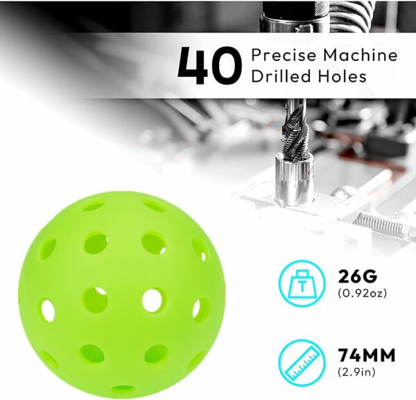 LED Light up Pickleball Ball, Glow in The Dark PickleBalls Balls, 4 Pack Pickleball-Balls Meet USAPA Requirement, 40 Holes Durable in/Outdoor Pickle Ball (Green)