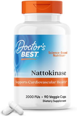Doctors Best Nattokinase, 2000 Fus, Supports Cardiovascular Health, Non-GMO, Vegan 90 Veggie Caps