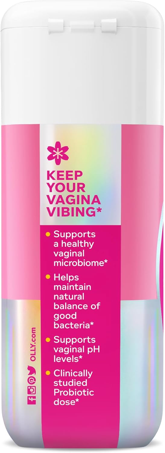 OLLY Happy Hoo-Ha Capsules, Probiotic for Women, Vaginal Health and pH Balance, 10 Billion CFU, Gluten Free - 25 Count