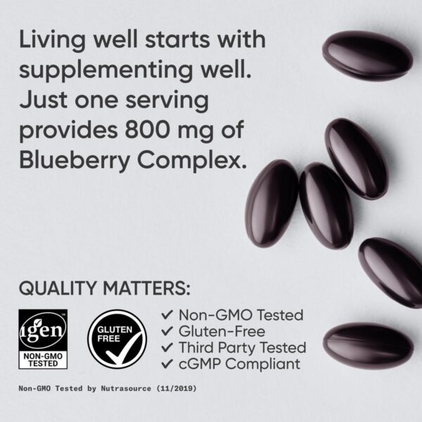 Sports Research Blueberry Capsules - Made from Organic Blueberries with Organic Extra Virgin Olive Oil - Non-GMO & Gluten Free - 60 Liquid Softgels