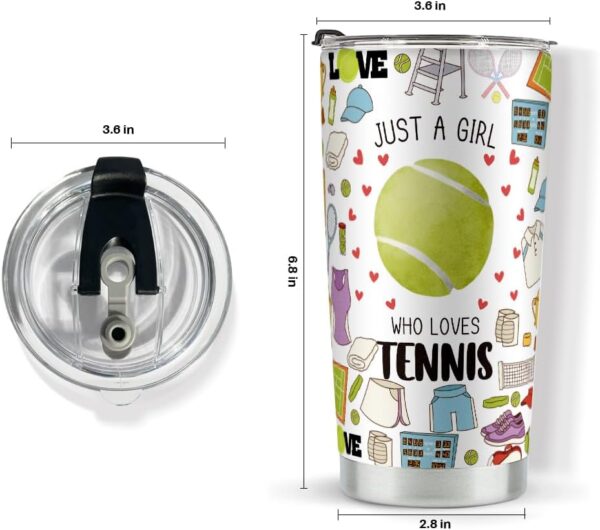 Tennis Lover Gifts for Girls Women Tennis Gifts Tumbler Birthday Christmas Gifts for Friend Besties Stainless Steel Tumblers 20oz Just A Girl Who Loves Tennis