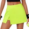 PINSPARK Womens Tennis Skirts High Waisted Golf Skorts with 2 Pockets Side Slit Athletic Skirt for Workout Pickleball Sports