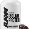 RAW Whey Isolate Protein Powder, Cookies N Cream - 100% Grass-Fed Sports Nutrition Protein Powder for Muscle Growth & Recovery - Low-Fat, Low Carb, Naturally Flavored & Sweetened - 25 Servings