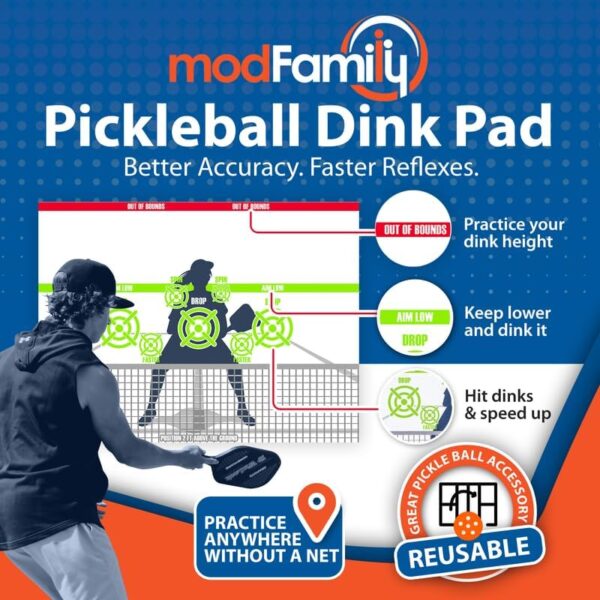 Pickleball Dink Pad Practice Board Poster Rebounder Training Aid - Improve Your Pickle-Ball Game Dinks & Reflexes - Transform Any Wall Into A Pickle Ball Court and Net Indoor or Outdoors by Modfamily
