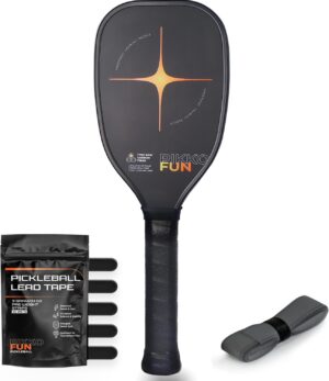 PIKKOFUN Pickleball Training Paddle Kit - Includes 10 Lead Bars & Overgrip for Customizable Weight - T700 Carbon Fiber Pickleball Trainer for Sweet Spot Practice - Extra Long Handle - 16mm Quiet Core