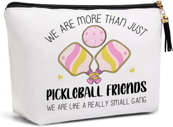 Pickleball Gifts for Women Makeup Bag, Gifts for Pickleball Lovers, Funny Pickleball Accessories Gifts for Women Sisters Besties Daughter Waterproof PU Leather Pickleball Cosmetic Bag