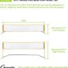 Champion Sports Adjustable Sport Net: Portable Sport Game Net for Volleyball, Tennis, Pickleball, and Badminton - Multiple Widths