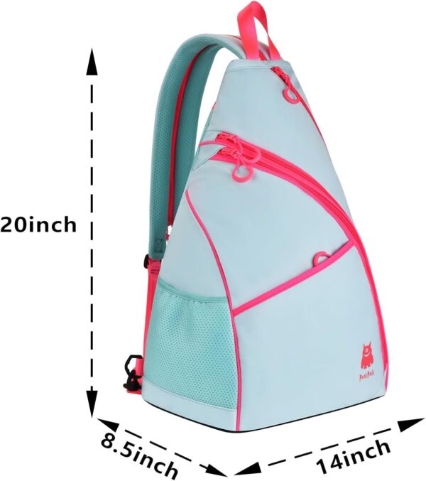 Light Weight Crossbody Backpack, Large Capacity Sling Bag for Pickleball, Tennis, Racketball, and Travel for Women