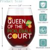 Queen of the Pickleball Court Funny Stemless Wine Glass - Gift for Mom, Grandma, Sister, Aunt, Wife - Birthday, Mother's Day for Friend, Colleague, Pickleball Lover