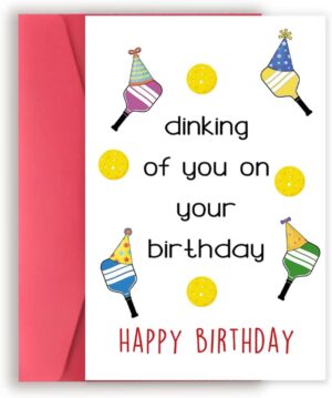 Asmallgf Happy Pickleball Birthday Card for Grandpa Grandma, Funny Sport Themed Birthday Gifts for Women Men, Dinking Of You on Your Birthday