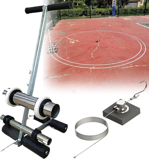 Floor tape applicator, court line tape machine Pickleball court concrete marking set, sports field marking machine, basketball court concrete, asphalt, road warning line set (with circle drawing set)