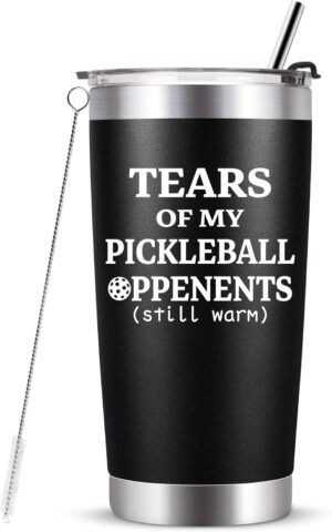 KOOLDRINK Tears of My Pickleball Opponents Tumbler-Pickleball Lover Fan Gifts-Funny Pickleball Gifts for Men,Dad,Him,Best Friend,Sport Player-Insulated Tumbler Black 20oz