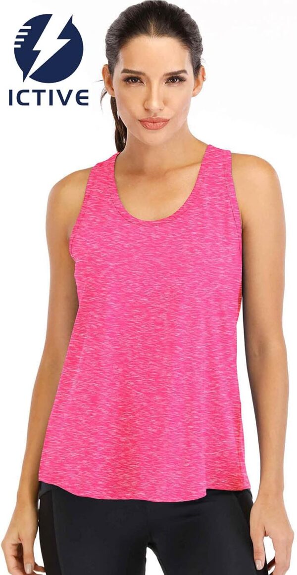 ICTIVE Workout Tops for Women Loose Fit Racerback Mesh Backless Muscle Tank Running Shirts