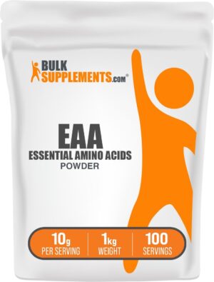 BulkSupplements.com Essential Amino Acids Powder - Essential Amino Acids Supplement, EAA Powder - Unflavored & Gluten Free, 10g per Serving, 1kg (2.2 lbs) (Pack of 1)