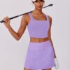 PINSPARK Golf Skorts for Woman High Waisted Athletic Skorts with Pockets Silicone Grippers Tennis Skirts for Pickleball