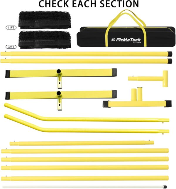 PICKLETECH 4.0 Slim Version 2in1 Portable Outdoor Pickleball Net Game, USAPA Regulation Size 22ft 11ft - Half Court Pickle Ball Net System with Carrying Bag for Driveway