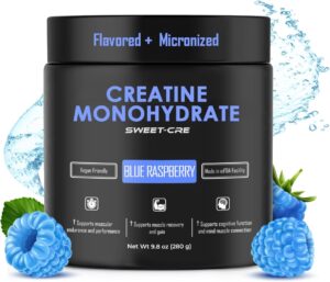 Creatine Monohydrate – 5g Creatine Monohydrate Powder – Advanced Creatine for Women and Men – Bulk Supplements Creatine – Delicious Fruit Punch Flavor – 9.8oz (40 Servings, Blue Raspberry)