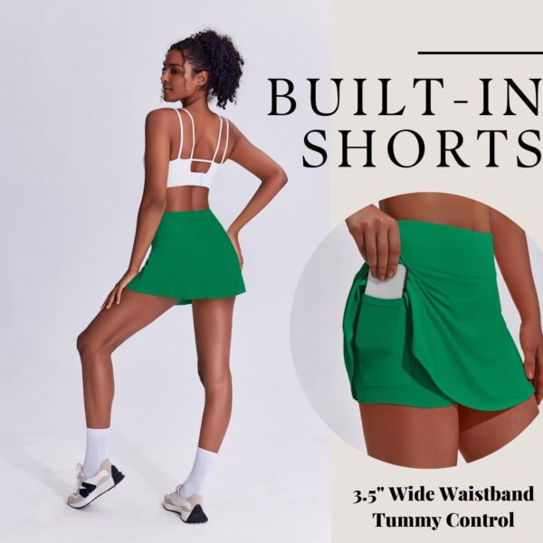 PINSPARK Tennis Skirts for Women Pleated Athletic Skort Lightweight Golf Skirts with Shorts Pocket Workout Pickleball