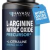 L-Arginine Capsules Nitric Oxide Supplement for Men with L-Citrulline - 1200mg L Arginine and L Citrulline Blend - Non-GMO Veggie Capsule for Performance, Endurance and Muscle - 1 Month Supply