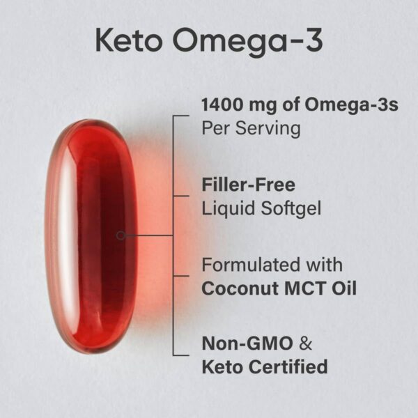 Sports Research® Keto Omega Fish Oil 1400mg - Full Spectrum Omega-3 Blend with Astaxanthin & Coconut MCT Oil - Keto Certified, Soy & Gluten-Free (120 Softgels)