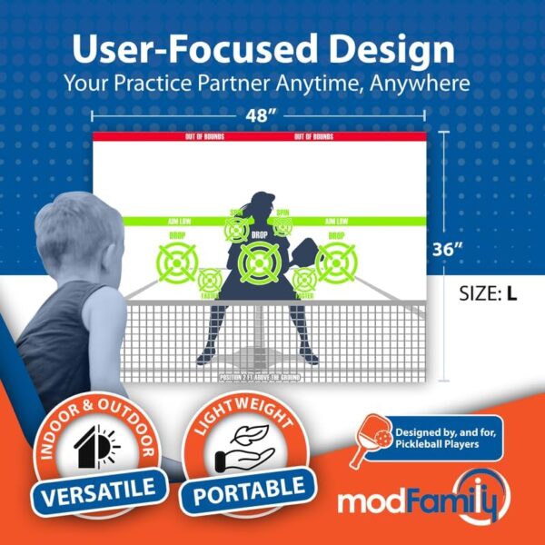 Pickleball Dink Pad Practice Board Poster Rebounder Training Aid - Improve Your Pickle-Ball Game Dinks & Reflexes - Transform Any Wall Into A Pickle Ball Court and Net Indoor or Outdoors by Modfamily