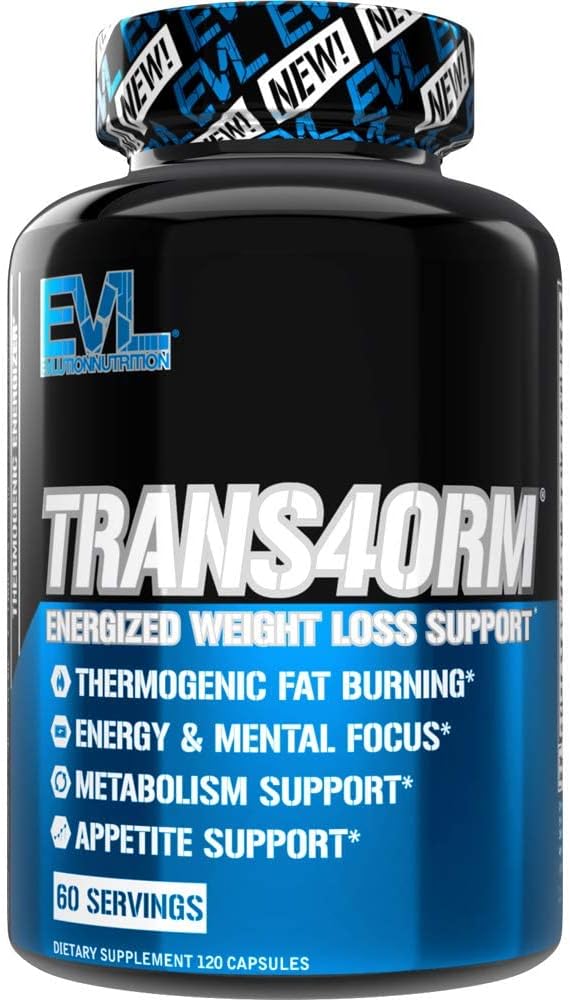 EVL Thermogenic Fat Burner Support - Fast Acting Weight Loss Energy and Appetite Support - Trans4orm Green Tea Supplement for Men and Women - 60 Servings