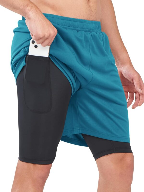 NORTHYARD Men's 2 in 1 Running Shorts Workout Gym Athletic Shorts with Liner Active Training Shorts with Zipper Pockets