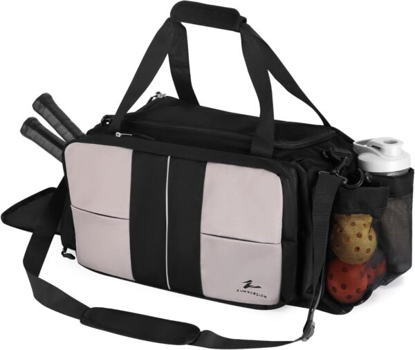ZUMWORGION® Pickleball Bag for Men & Women – 40L Duffle Bag with Thermal Paddle Pocket, Shoe Compartment, Fence Hooks, Mesh Ball Holders – Water-Resistant Pickle Ball Bag for Travel, Gym, Tournaments