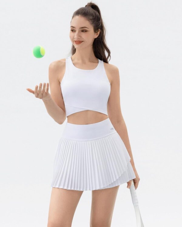 Angel season Pleated Tennis Skirts for Women with Pockets High Waist Golf Skorts Lightweight Athletic Mini Short Skirts