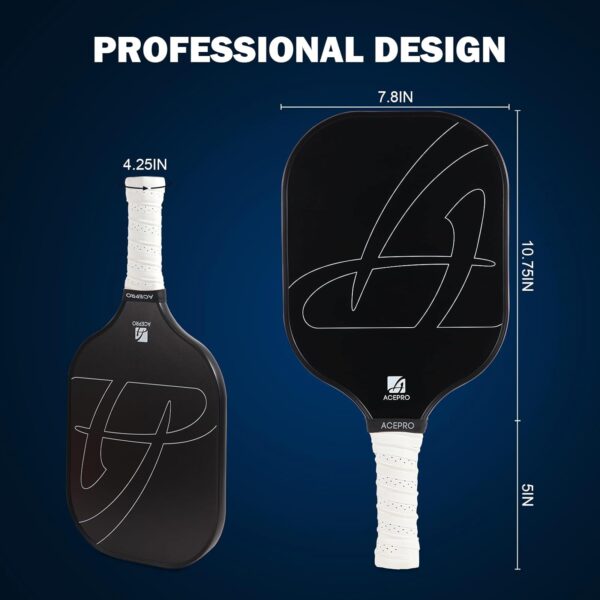 USA Pickleball Approved Pro Graphite Pickleball Paddle Set – Lightweight Carbon Fiber Face with Honeycomb Core for Enhanced Control and Power – Includes 2 Paddles, 4 Balls, and Carry Bag