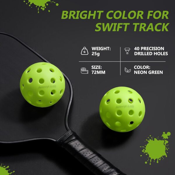 Pickleball Balls, 6 Pack & 12 Pack | 40 Holes, High Visibility & Bounce, Durable for All Paddles & Skill Levels (Neon Green, Orange)