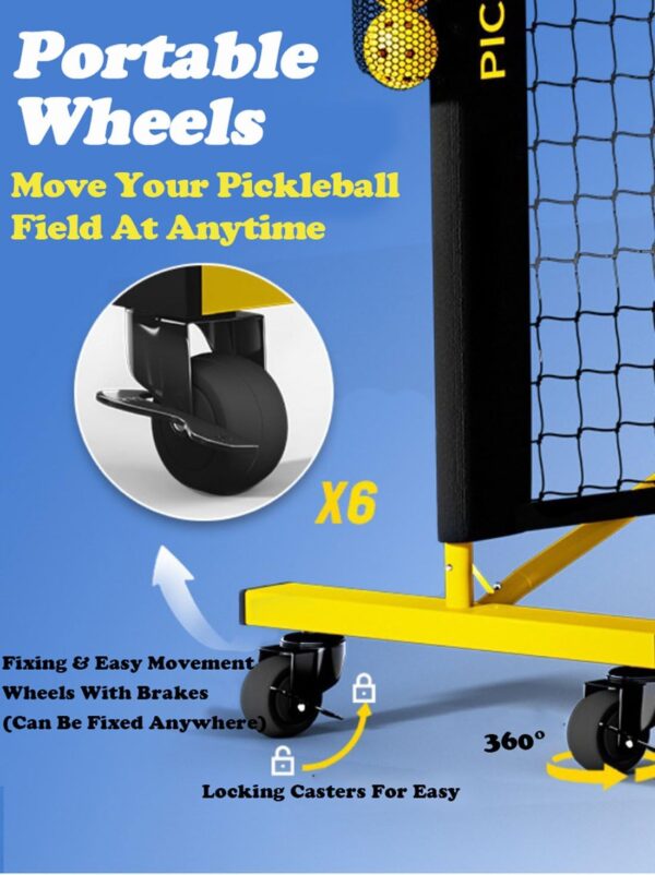 Portable Pickleball Net with Wheels, Regulation Size 22 FT & Half Court 11 FT, Steady Metal Frame Pickleball Set for Driveways, Indoor & Outdoor with Court Markers,Ball Holder,Carry Bag,4 Pickle Balls