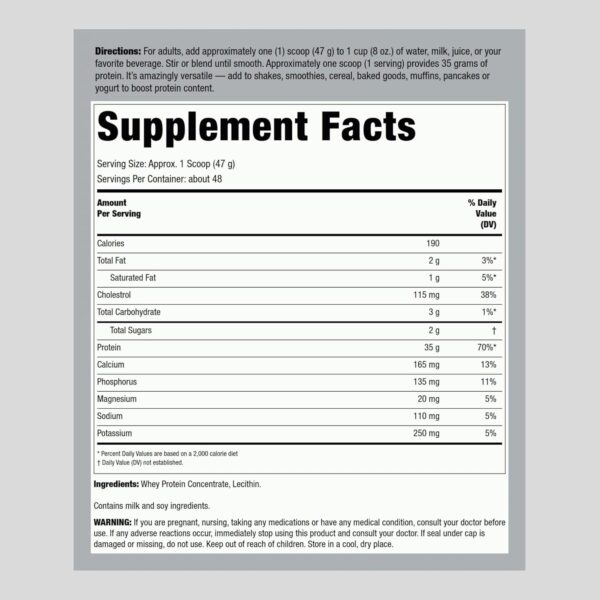 Fitness Labs Whey Protein Powder Unflavored | 5 lbs | 80 oz | Easy Mix Ultimate Supplement | Non-GMO, Gluten Free