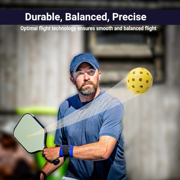 USAPA Approved Outdoor Yellow 40-Hole Pickleballs, 12-Pack in Mesh Bag with High Elasticity