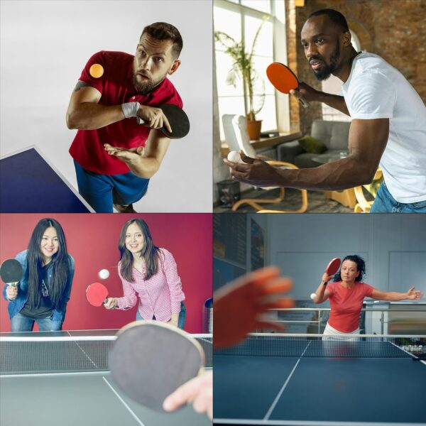 Double Fish Ping Pong Paddle Set of 4, 6 Ping Pong Balls ITTF Approval Professional 3-Star WTT, Carrying Storage Case, Table Tennis Sets for Training, Game, Family Fun
