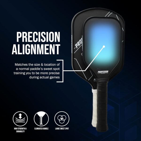 Professor Precision Pickleball Training Paddle - Sweet Spot Enhancement Paddle with Extended Handle - T700 Raw Carbon Fiber Construction, 16MM Core Practice Pickleball Trainer Paddle, Black