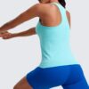 CRZ YOGA Seamless Womens Breathable Workout Tank Tops Racerback High Neck Sleeveless Running Athletic Shirts