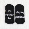 MBMSO 2 Pairs I'd Rather Be Playing Pickleball Socks - Novelty Gifts for Pickleball Lovers and Players
