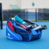 Diadem Tour V3 Paddle Backpack Bag - Spacious Pickleball Gear Bag with 10 Paddle Capacity | Shoe Compartment | Neoprene Side Pockets | Stylish and Durable | Blue with White Trim