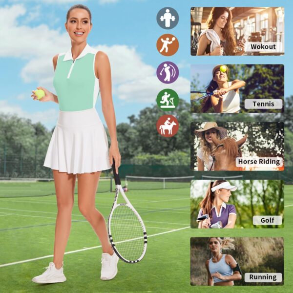 Soneven Womens Sleeveless Golf Shirt Moisture Wicking Athletic Golf Tank Top Printed Polo Tennis Shirts (XS-3XL)
