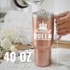 Onebttl Pickleball Gifts for Women, Gifts for Pickleball Lovers, Insulated 40oz Stainless Steel Tumbler with Handle and Straw Lid, Pickleball Accessories, Pickleball Queen, Rose Gold