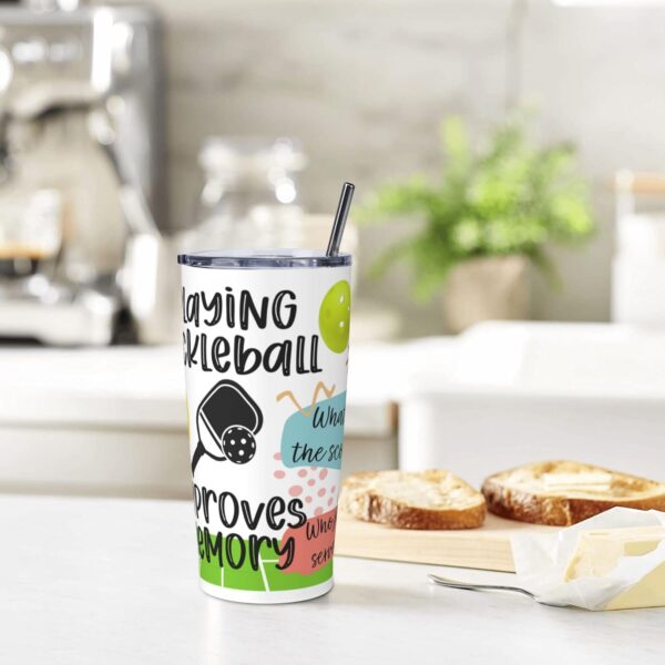 Pickleball Tumbler 20 oz, Funny Pickleball Gifts for Women Men, Playing Improves Memory Travel Mug Vacuum Insulated Stainless Steel Coffee Cup