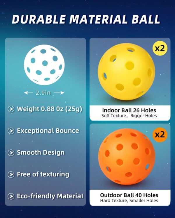 Pickleball Paddles Set of 2 or 4, USAPA Approved Pickleball Paddles Set with 4 Pickleball Balls and Pickleball Carry Bag, Fiberglass Pickle Ball Rackets 2 Pack Gifts for Beginners&Pros