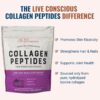 Live Conscious Collagen Peptides Powder - Naturally-Sourced Hydrolyzed Collagen Powder - Hair, Skin, Nail, and Joint Support - Type I & III Grass-Fed Collagen Supplements for Women and Men - 16oz