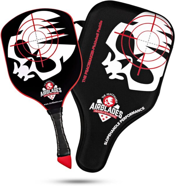 Peacemaker Pickleball Paddle – USAPA Approved, T700 Carbon Fiber, Patented Slopehandle, Honeycomb Core, Friction Paint, Edgeless Design, Thermoformed, Deluxe Carry Case