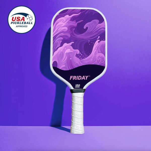 Friday Pickleball Paddle, USA Pickleball Approved, Durable Carbon Fiber, Thermoformed Unibody Design, Honeycomb Core, Gritty Surface for Spin
