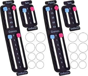 Uniharpa Tennis Score Keeper for Racket Padel,Tennis Racket Pickleball Paddle Scorekeeper,Small Score Board Counter for Tennis Trainer,Point Tracker Recording Points,Recording Points&Sets,2pcs